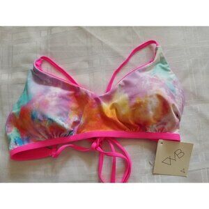 Vicious Young Babes VYB Tie Dye Reversible Bikini Bralette Pink Multi Womens XL